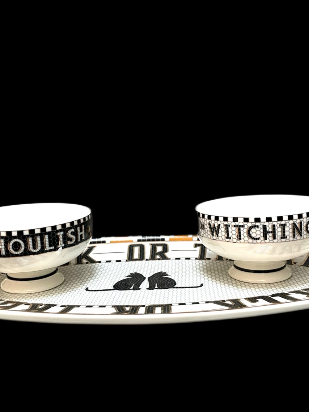 ❤️ ANTHROPOLOGIE 3 PC SET BISTRO TILE HALLOWEEN SERVING PLATTER & NUT BOWLS NEW